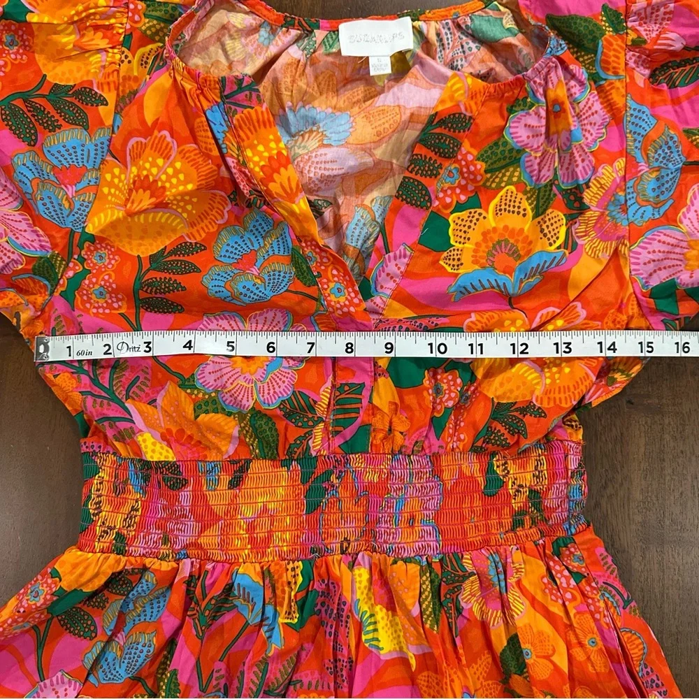 Sugarlips Idalia Floral Miller Split Neck Dress Size Small Cotton Tiered - Picture 7 of 7